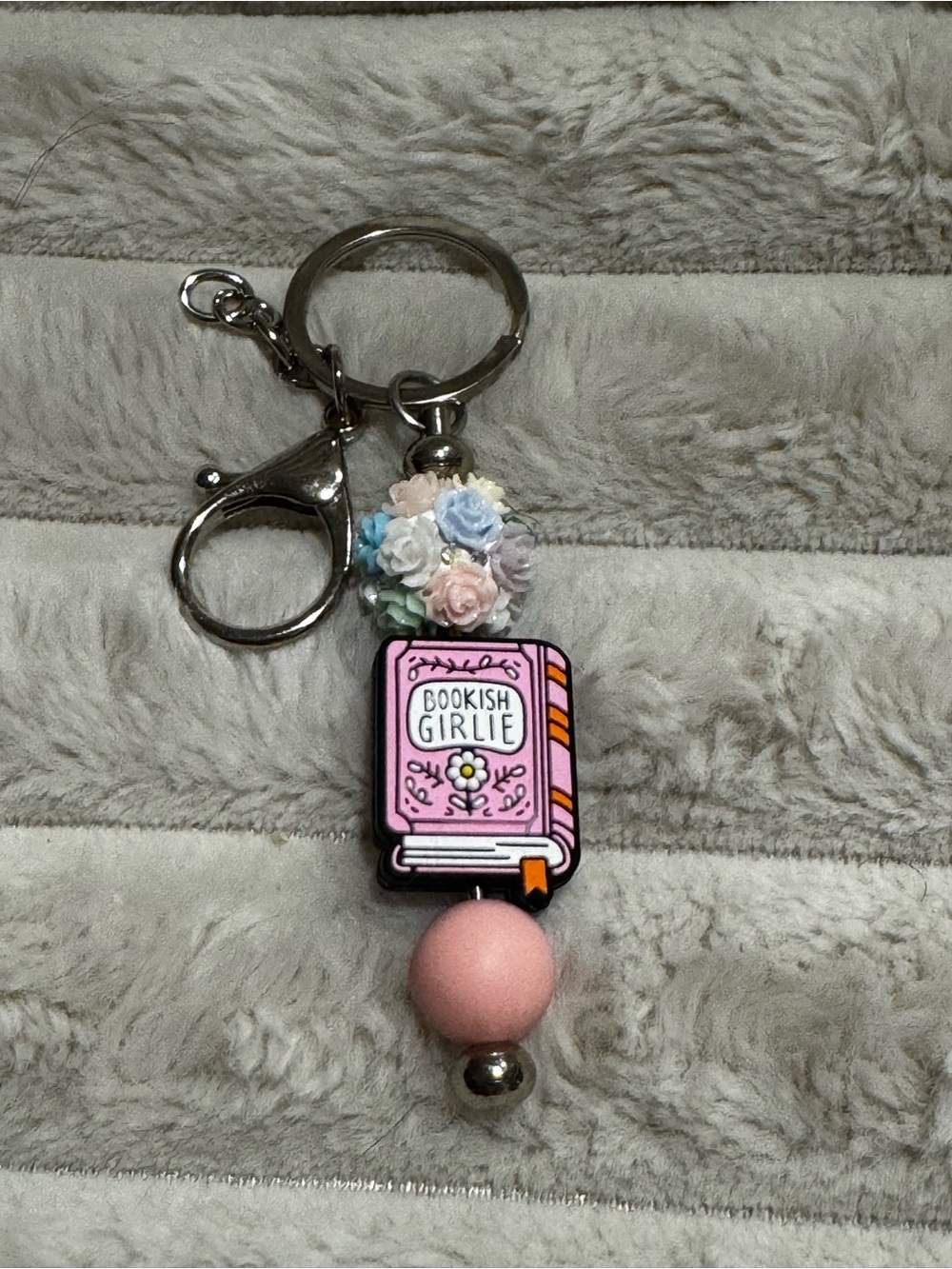 Pink 'Bookish Girlie' Keychain Charm